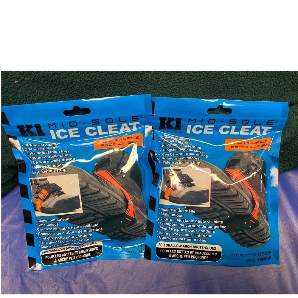 K1‎ Mid Sole Ice Cleat Traction Slip Snow Ice Grips One Size Fits All Pair